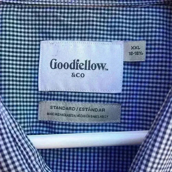Goodfellow and Co. men’s dress shirt extra large black and white check pattern - Picture 2 of 4